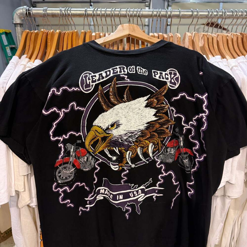Rare Vintage 1994 Leader Of The Pack Lightning Bolt Eagle T-Shirt TOURCHAMP TAG